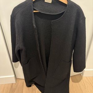 NAIF Black Open-Front Sweater - 100% wool